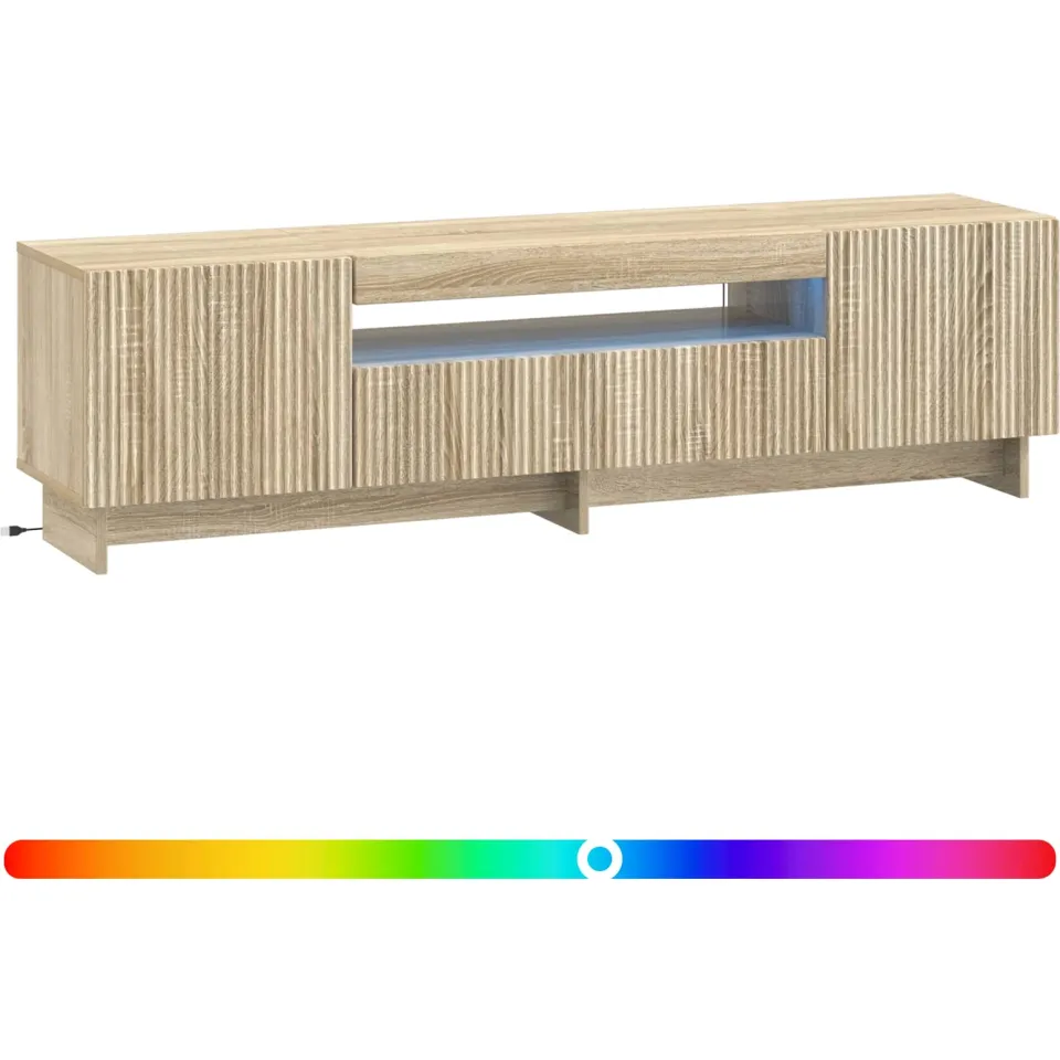 vidaXL LED tv-meubel EDE 153 x 35 x 43 cm Sonoma Eiken Bewerkt hout, foto 3