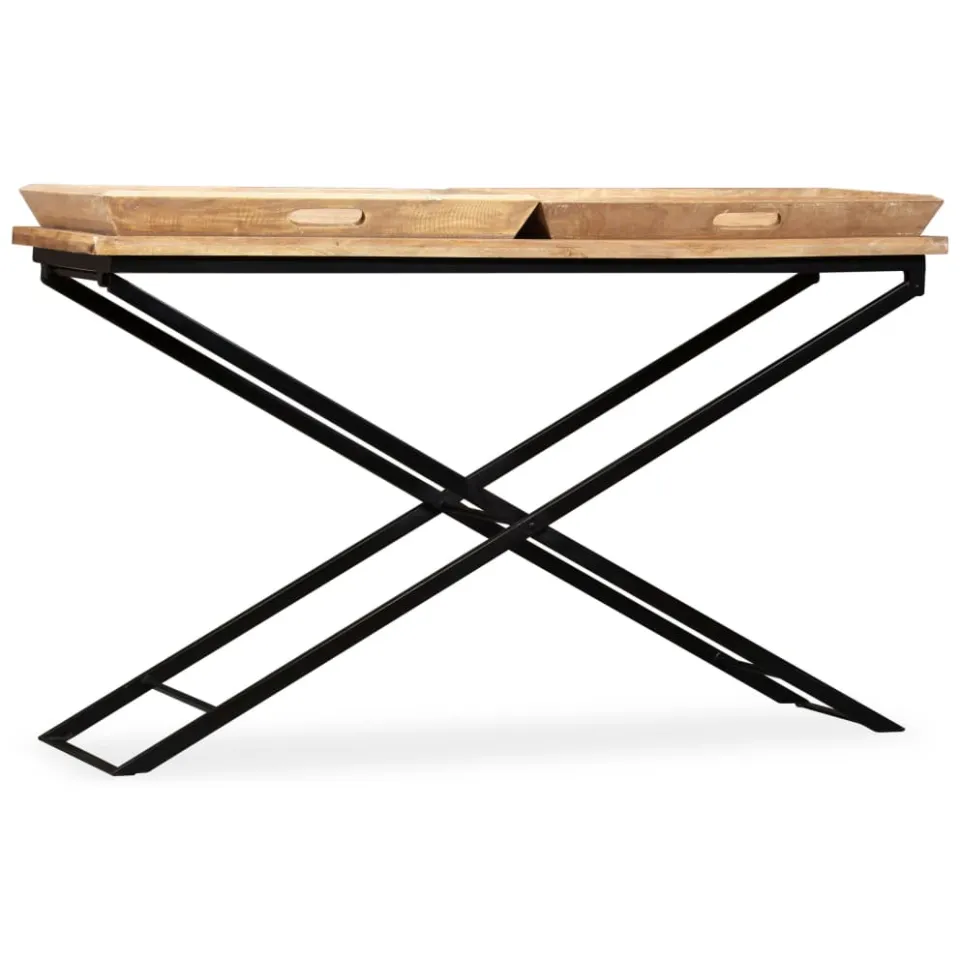 vidaXL Wandtafel 130x40x80 cm massief mangohout bruin, foto 2