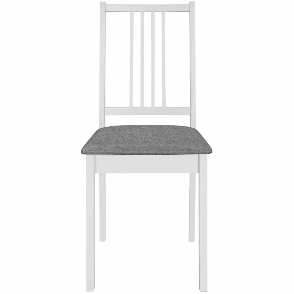 vidaXL Eetkamerstoelen met kussens 4 st massief hout wit, foto 3