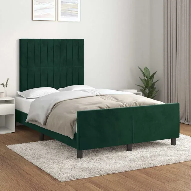 vidaXL Bedframe zonder matras 120x190 cm fluweel donkergroen groen