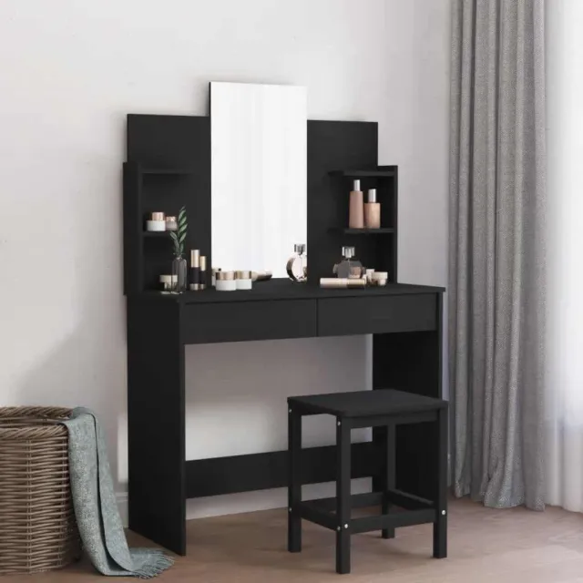 vidaXL Kaptafel met spiegel 96x39x142 cm zwart, foto 2