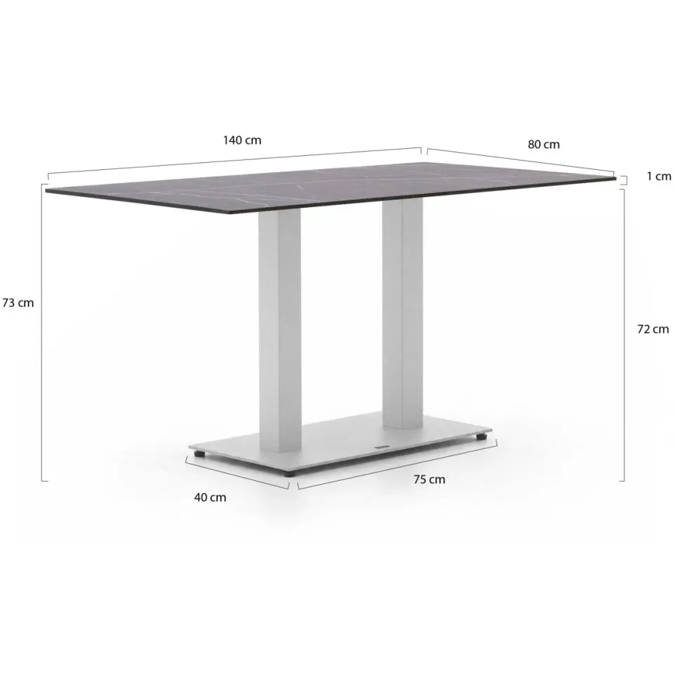Forza Furniture Forza Orta tuintafel 140x80x73cm wit, foto 2