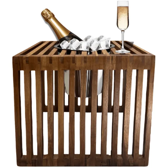 COOTAB Cooler Table 3-in-1 Loungetisch mit Edelstahl-Kühler Mykonos 40 cm bruin