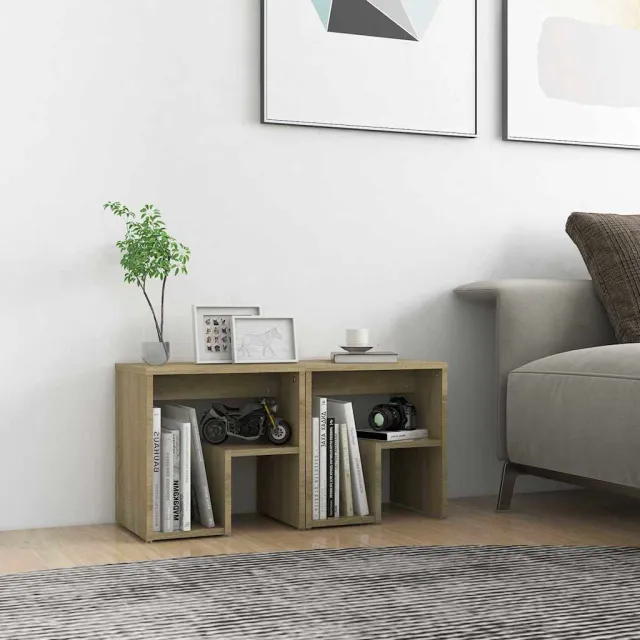 vidaXL Nachtkastjes 2 st 40x30x40 cm bewerkt hout sonoma eikenkleurig, foto 2