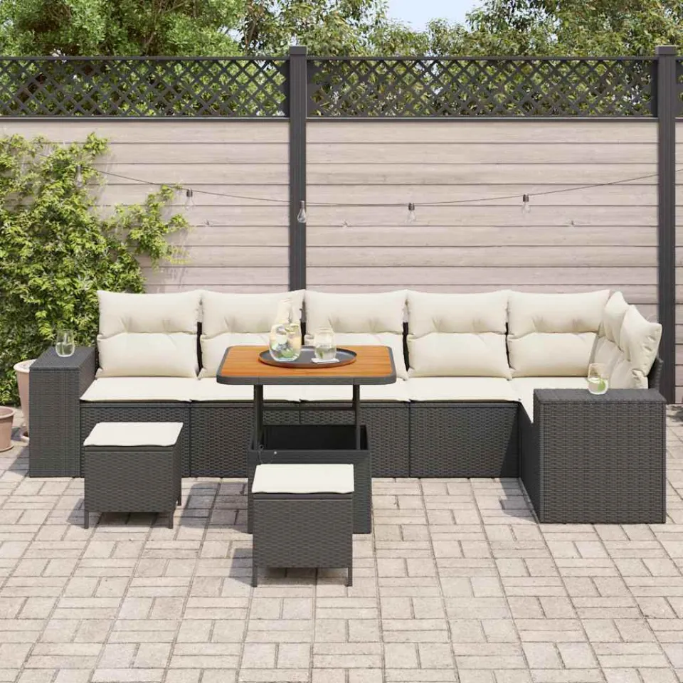 vidaXL Tuin Sofa Set 9 st Zwart poly rattan, foto 3