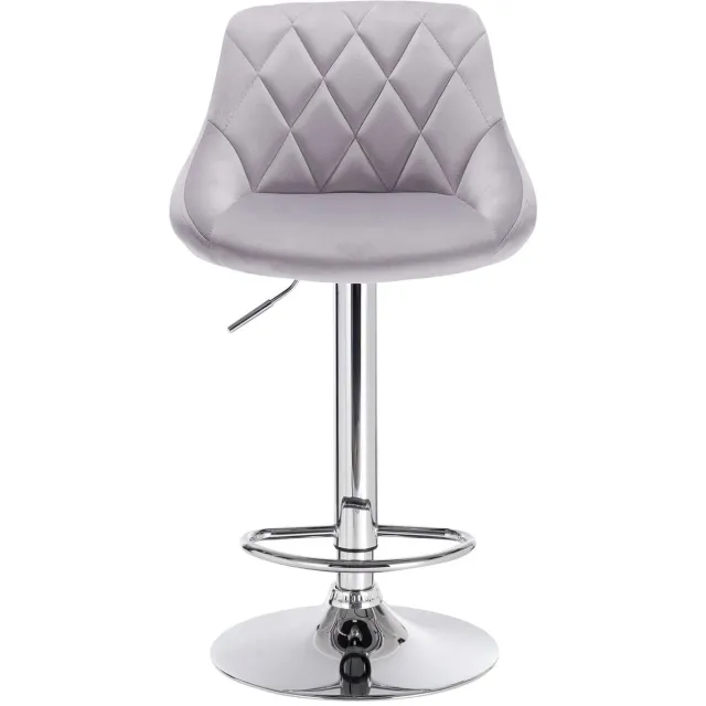 Klarven Barkruk Lichtgrijs - Barkrukken met Rugleuning - Barkrukken Set van 2 - Bar Stool - Ergonomisch ontwerp, In hoogte verstelbaar - Draagvermogen tot 100 kg, 360 graden draaibaar - B35xd38cm
