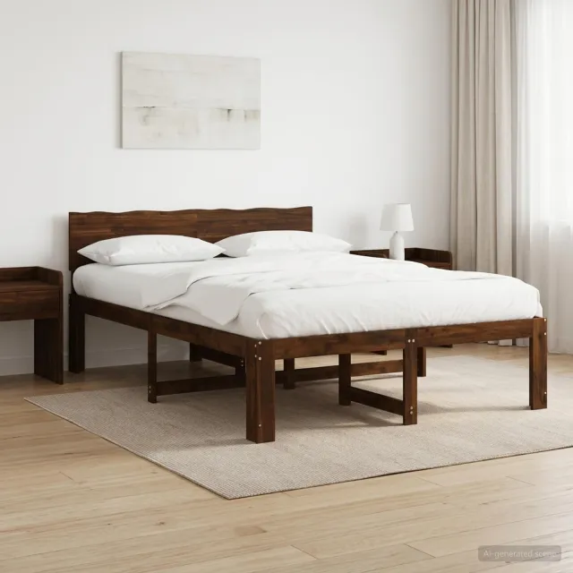 vidaXL Tweepersoonsbed met hoofdeinde ROSTOCK Donkerbruin 135 x 190 cm
