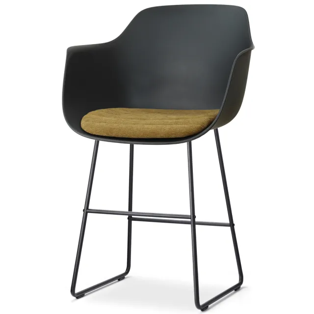 Nolon Nino-Liz barkruk zwart met mosgroen zitkussen - zwart onderstel - 65 cm