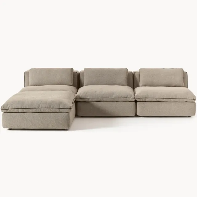 Westwing Collection Modulaire bank Felix met poef (links/rechts) Taupe