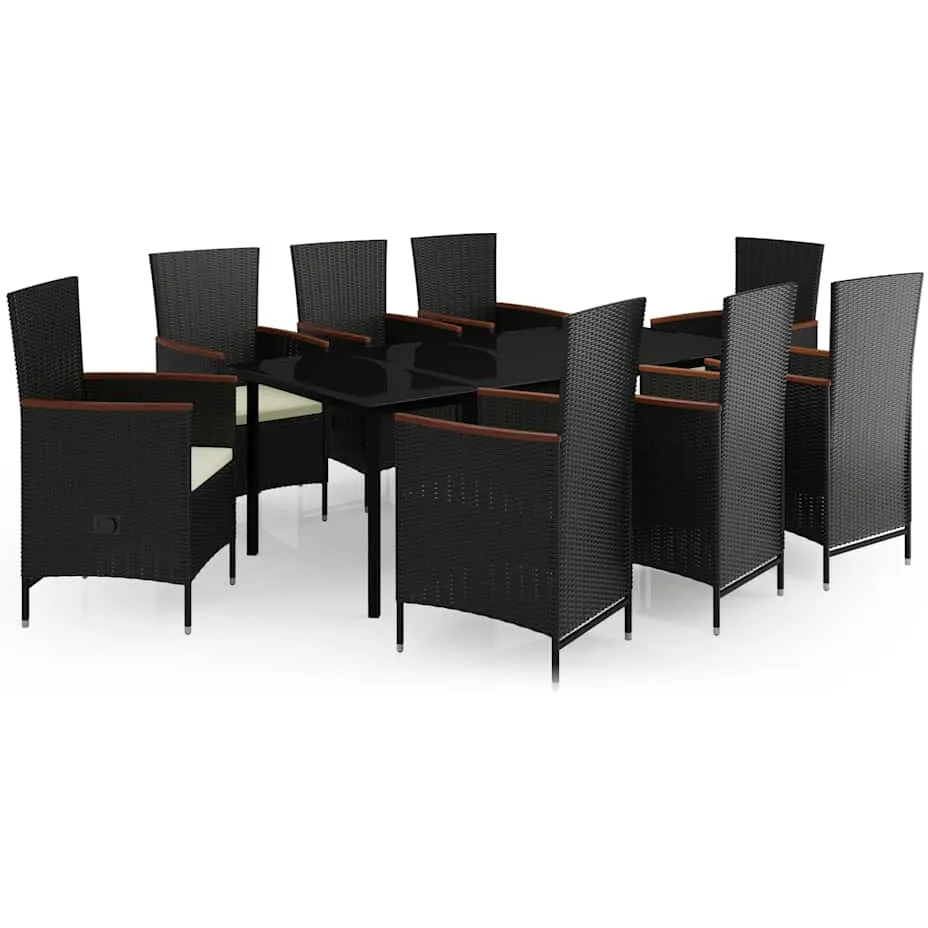 vidaXL 9-delige Tuinset met kussens zwart, foto 3