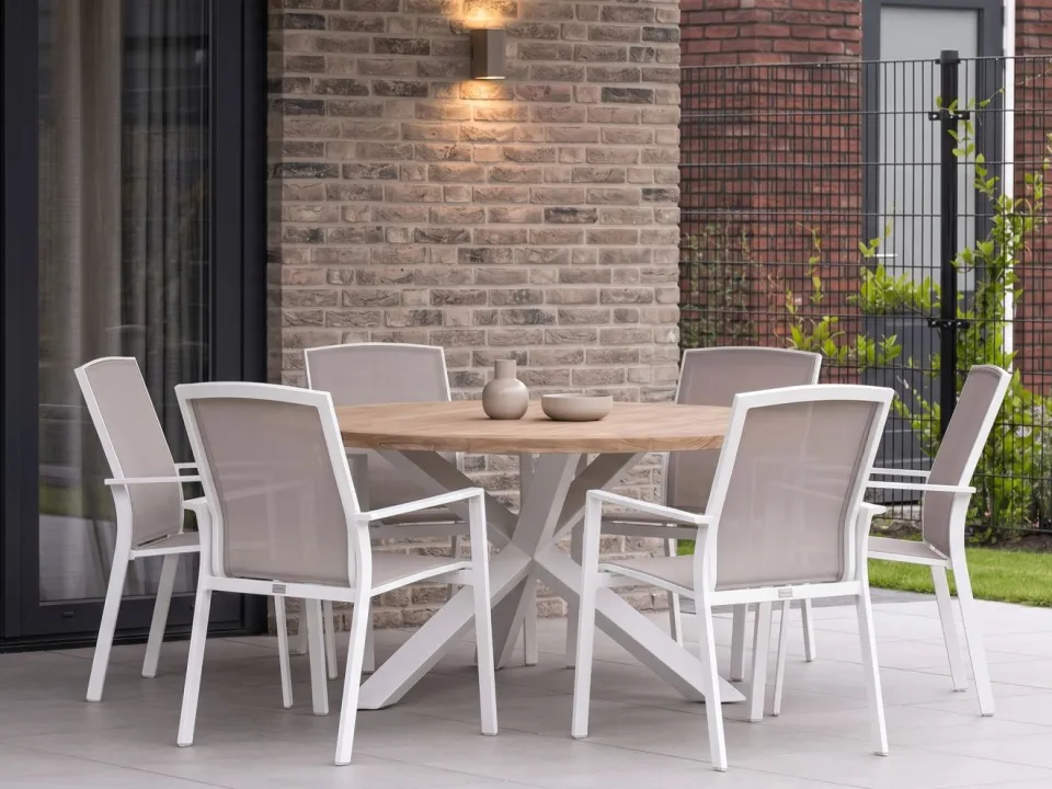 Forza Furniture Forza Altea/ROUGH-Y ø150cm dining tuinset 7-delig stapelbaar, foto 5