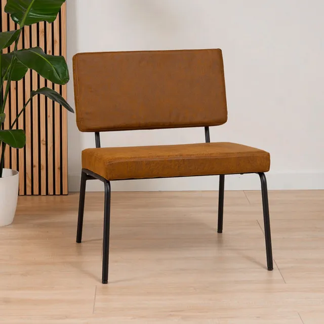 Bronx71 Industriële fauteuil Espen cognac eco-leer