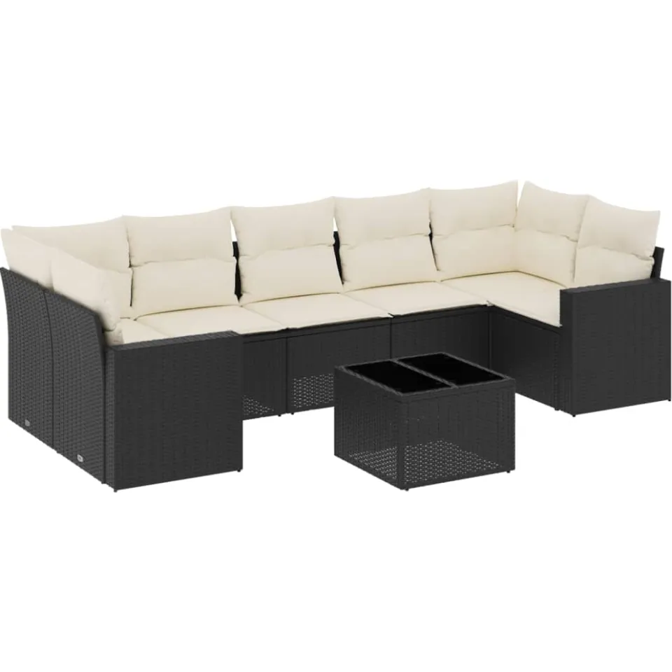 vidaXL 8-delige Loungeset met kussens poly rattan zwart, foto 3