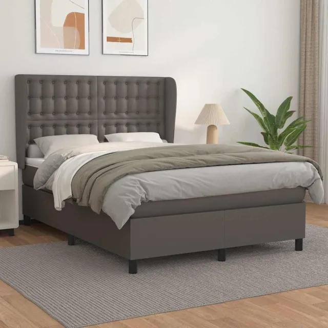 vidaXL Boxspring met matras kunstleer zwart 140x200 cm