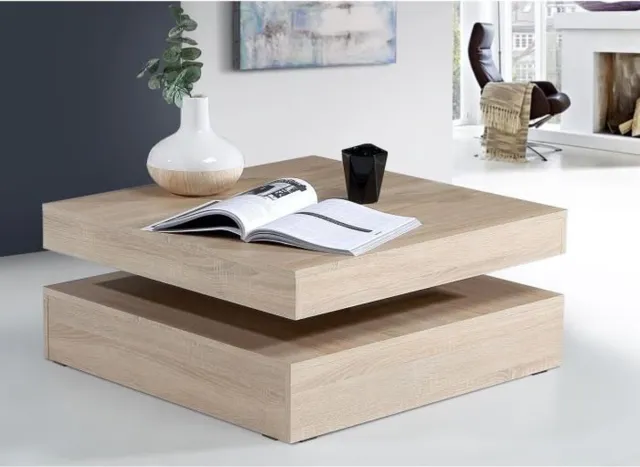 Forte Salontafel met draaibaar blad - Vierkant - Eiken - 78 x 78 x 36 cm