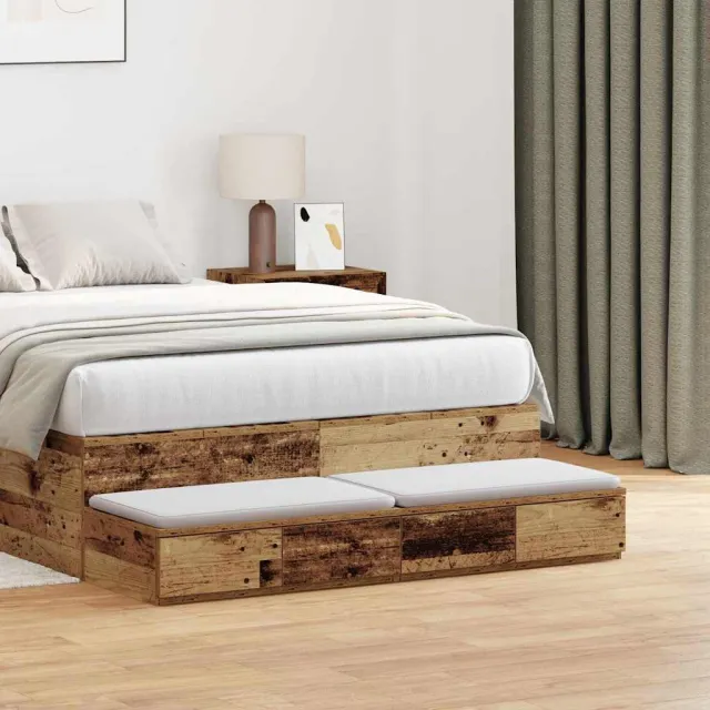 vidaXL Bedlades Oudhout 120 x 36,5 x 16,5 cm Bewerkt hout Bruin