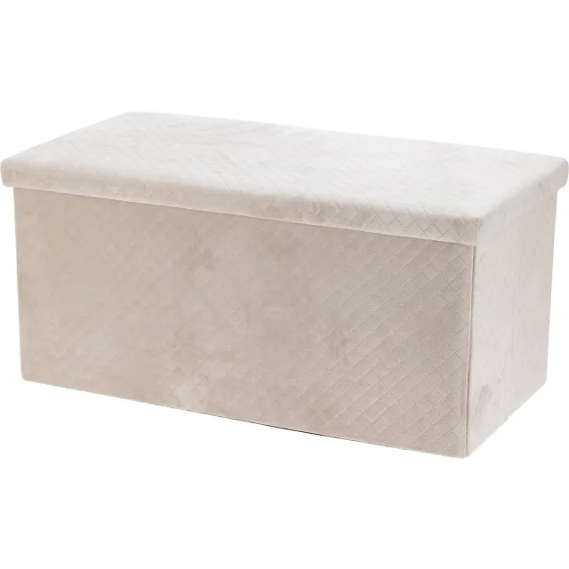 Storagesolutions Velours poef met opbergruimte MODUS, 76 x 38 x 38 cm wit