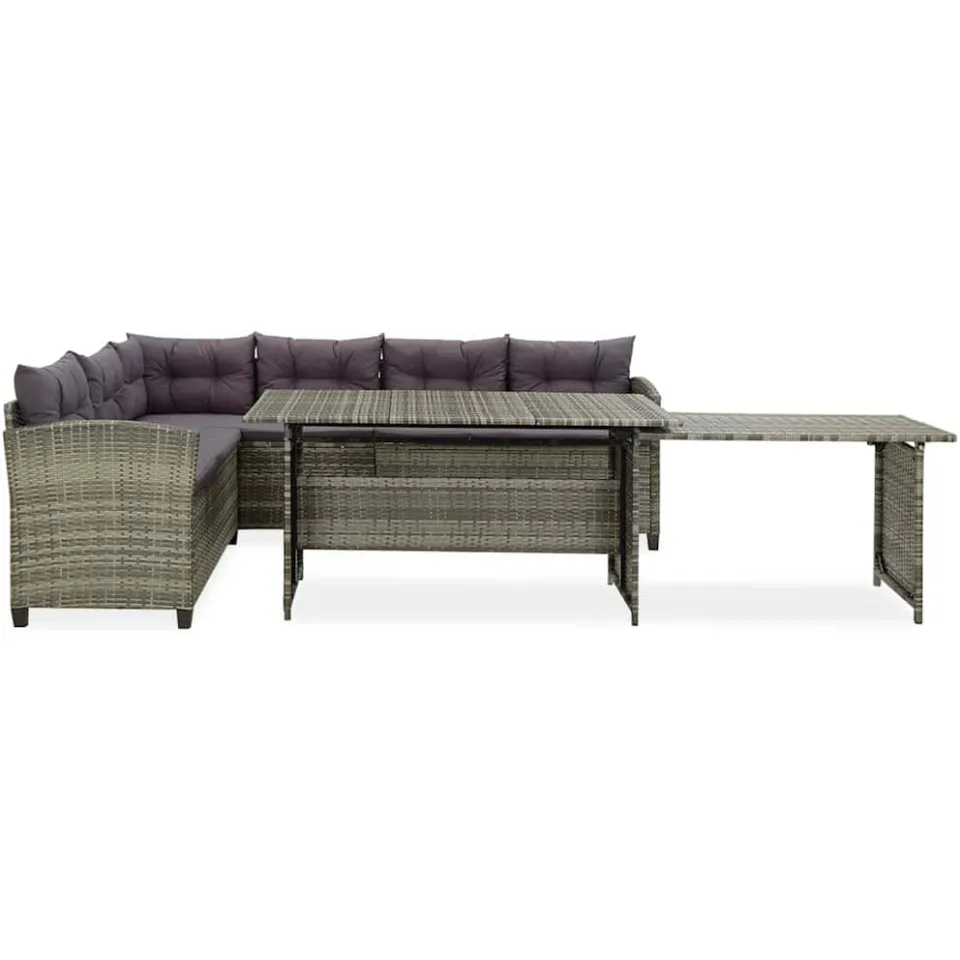 vidaXL 2-delige Loungeset met kussens poly rattan grijs, foto 3
