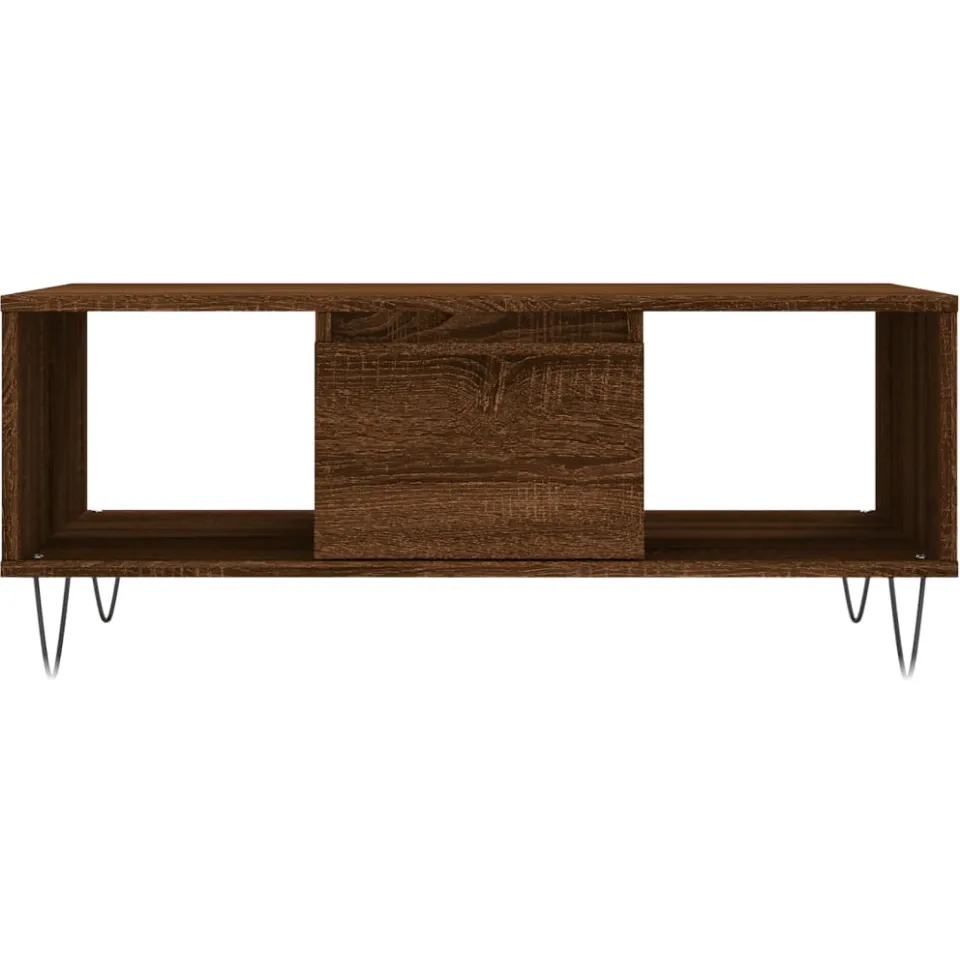 vidaXL Salontafel 90x50x36,5 cm bewerkt hout bruin eikenkleur