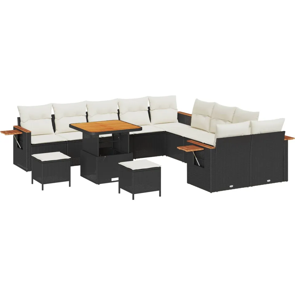 vidaXL Tuinbankenset 13 st Zwart poly rattan