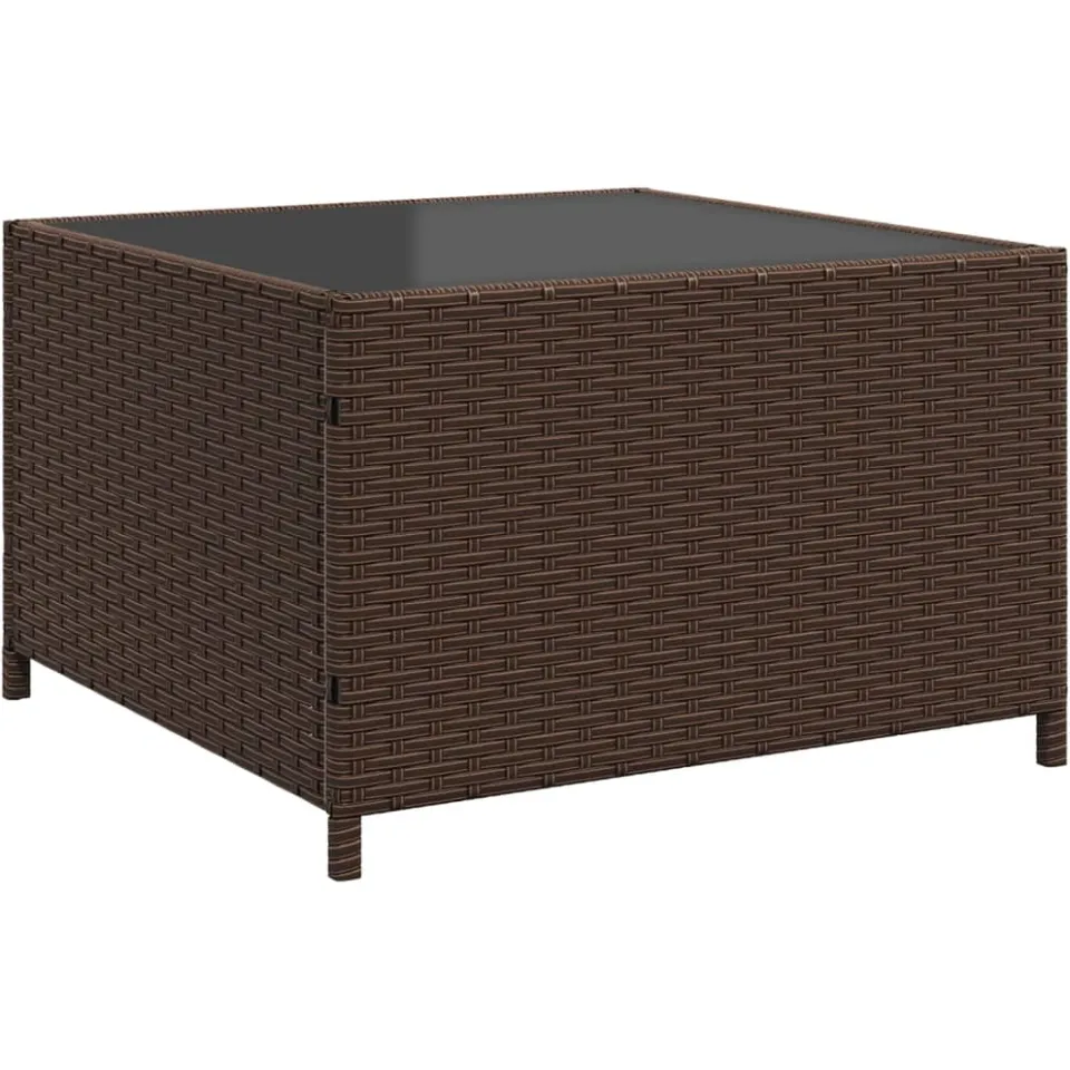 vidaXL Tuinbank met tafel en kussens L-vormig poly rattan bruin, foto 4