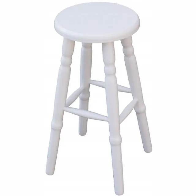 Metdrew Houten Bar Kruk Wit 62 cm - Massief Grenen, handgemaakt