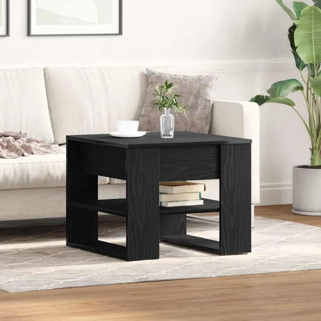 vidaXL Salontafel Zwart Eiken 55,5 x 55 x 45 cm Bewerkt hout, foto 2