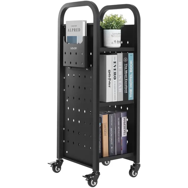 Vevor Boekenwagen Bibliotheekwagen Boekenplankwagen 100 Kg 32 X 35 X 93,5 Cm Zwart