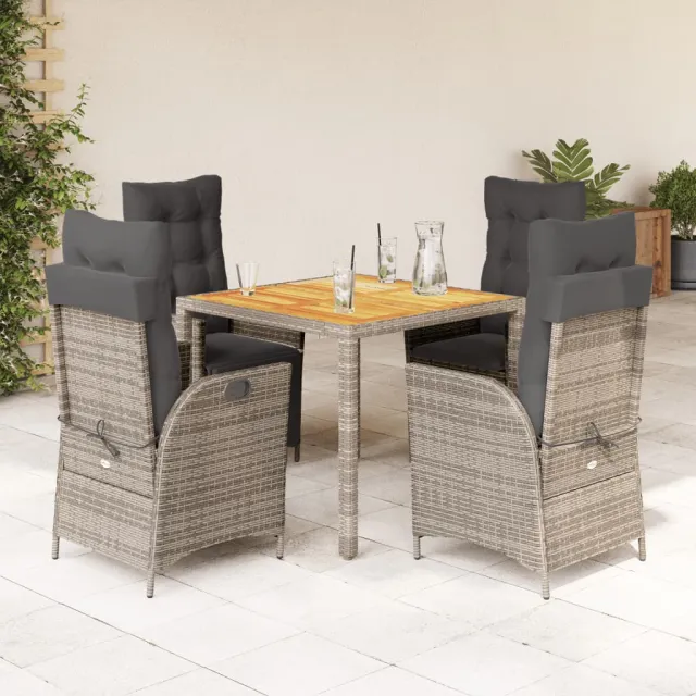 vidaXL 5-delige Tuinset met kussens poly rattan grijs, foto 2
