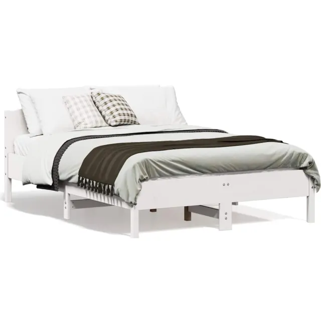 vidaXL Bedframe zonder matras massief grenenhout wit 135x190 cm