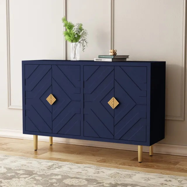 HOLTICO Opbergcollectie - Dressoir - Voorzien van vier deuren - Ruime bergruimte - Multifunctioneel voor woonkamer, keuken en slaapkamer blauw