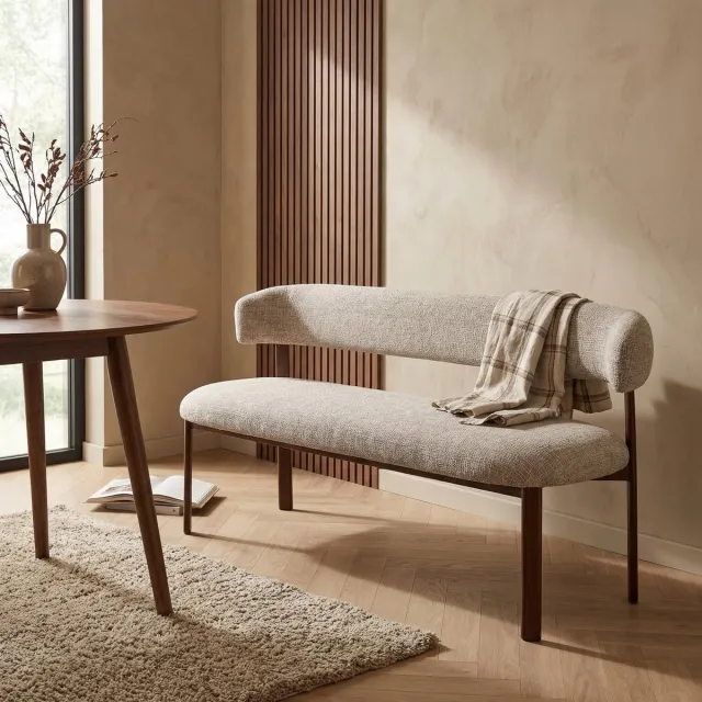 DÉJA Living Eetkamerbank Alamo - Beige/Walnoot - 160cm