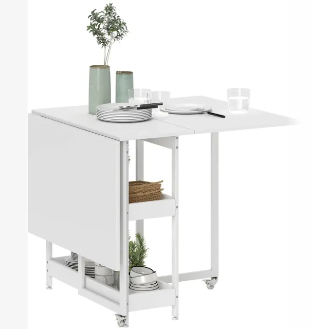 Tremeo Opvouwbare Eettafel - Tafel - 133x80x75 cm - Spaanplaat - Wit