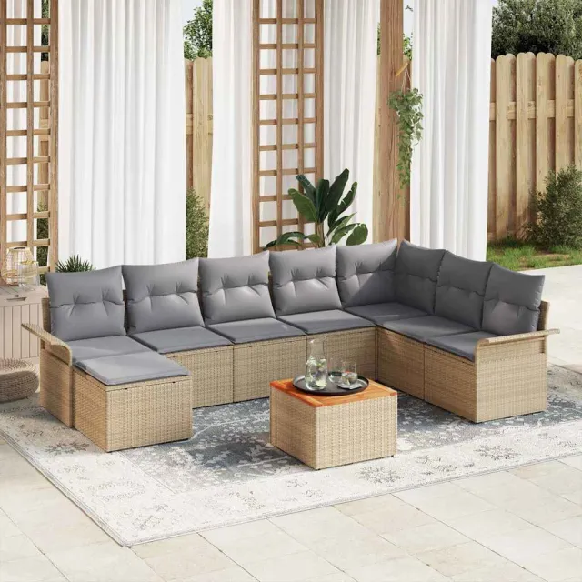 vidaXL Tuinbankenset 9 st Beige poly rattan