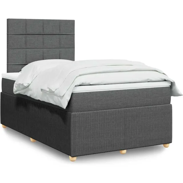 vidaXL Boxspring met matras stof donkergrijs 120x200 cm grijs