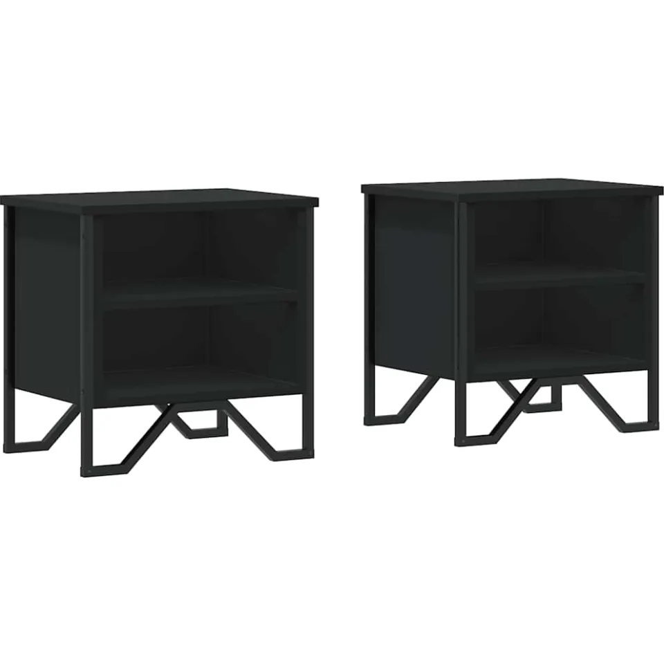 vidaXL Nachtkastjes 2 st 40x30x40 cm bewerkt hout zwart