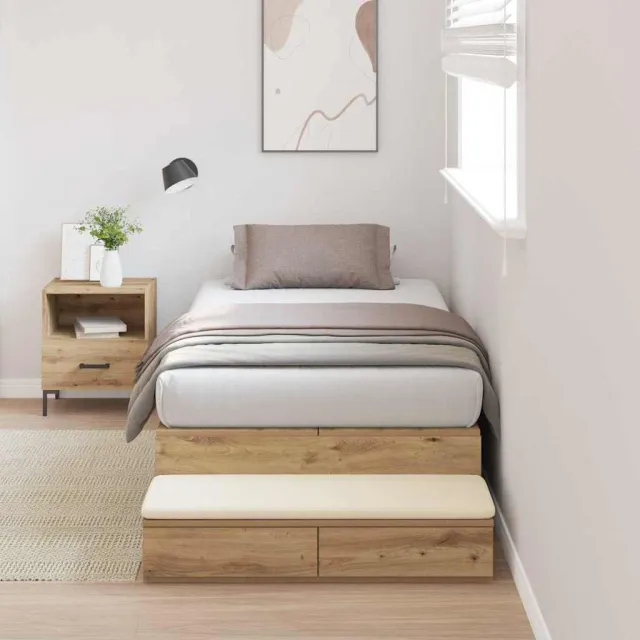 vidaXL Opbergbedframe met lade Artisan Eiken 100 cm Bewerkt hout Bruin