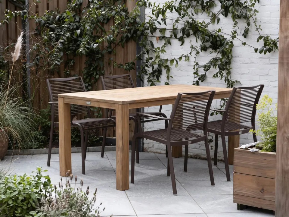 Apple Bee Hawaii/ROUGH-S 160cm dining tuinset 5-delig stapelbaar bruin, foto 4
