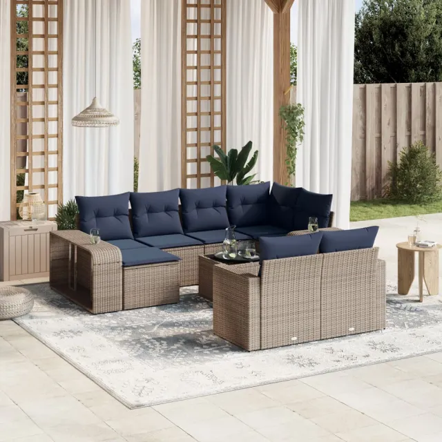 vidaXL 11-delige tuinbankset met kussens, grijs polyrotan, foto 2