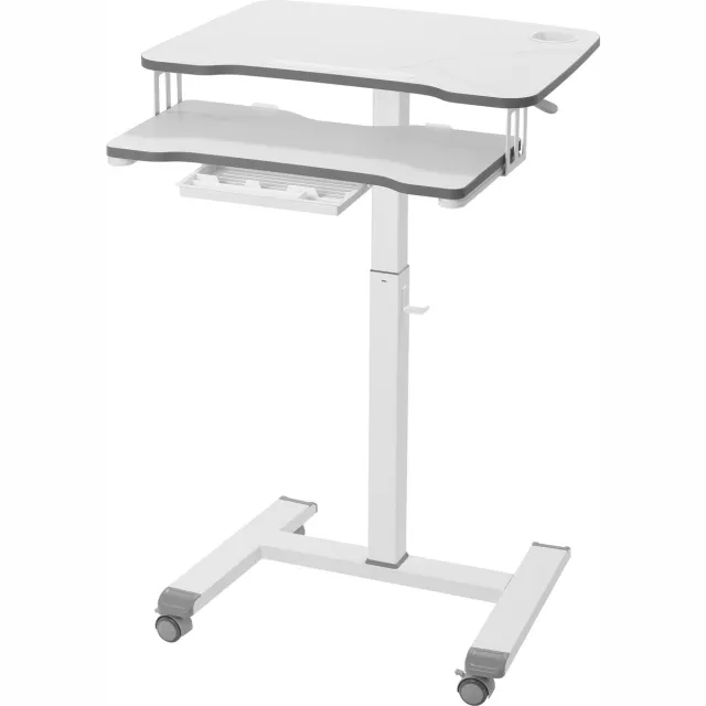 Ibenzoa Verstelbaar Sta-bureau met Wielen en Groot Werkblad voor Flexibel Werken Wit