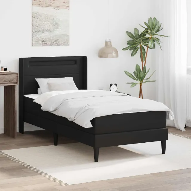 vidaXL Bedframe met matras Zwart 90 x 190 cm Kunstleer