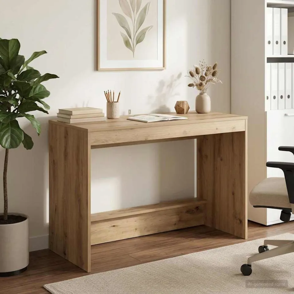 vidaXL Bed Bureau Artisanaal eiken Bewerkt hout 100 x 45 x 75 cm, foto 4