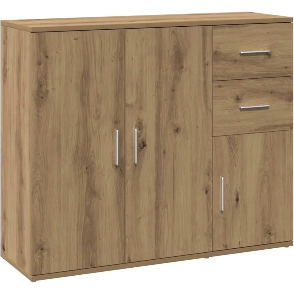 vidaXL Dressoir Artisan Eikenhout 91x29,5x75 cm Bewerkt Hout, foto 3