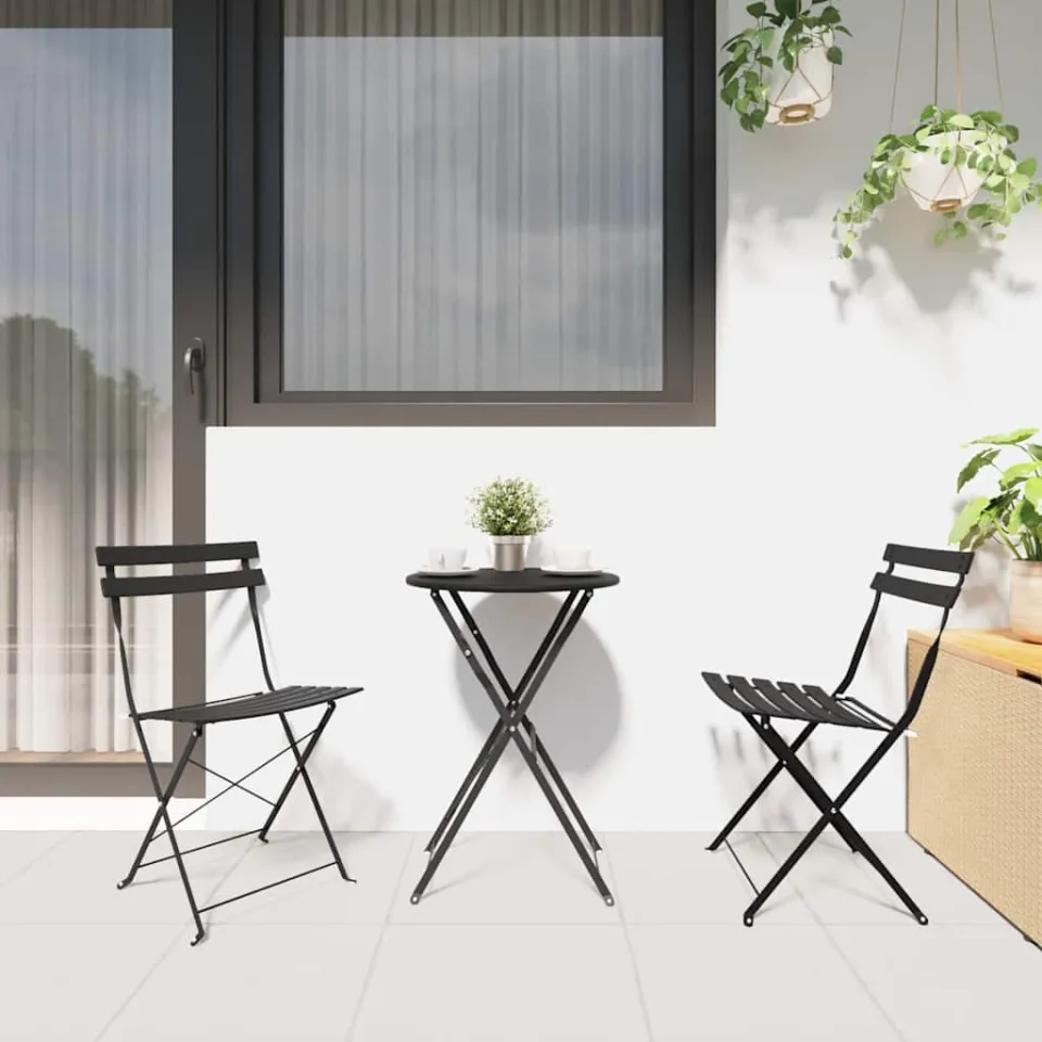 vidaXL Vouw Bistro Set 3 st Antraciet Staal, foto 4