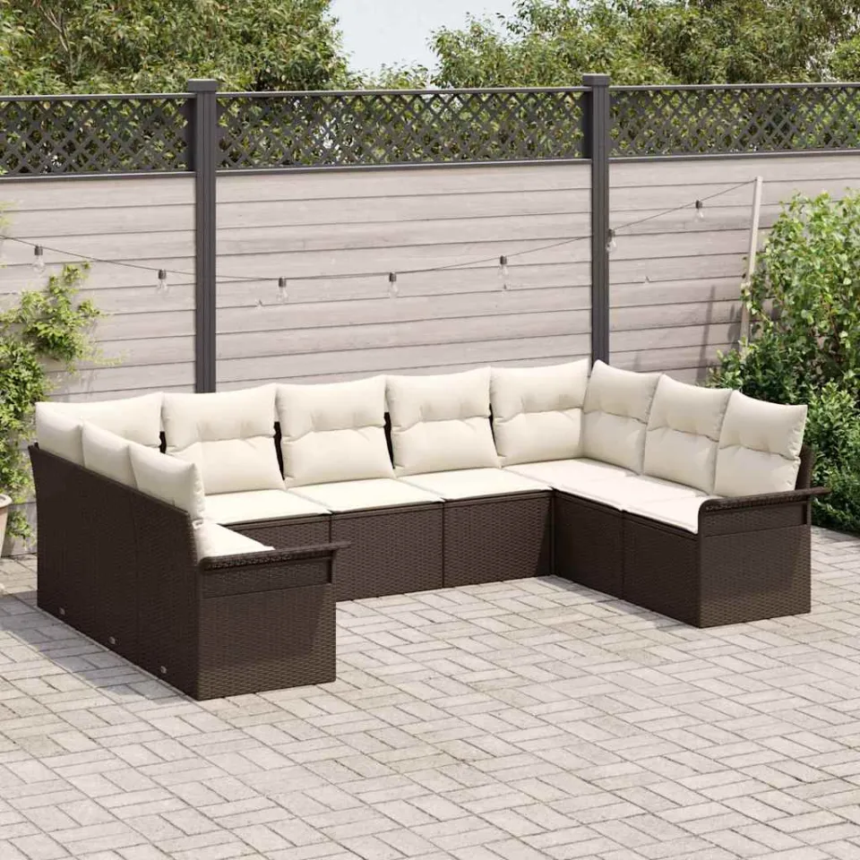vidaXL Tuin Sofa Set 9 st Bruin poly rattan, foto 3