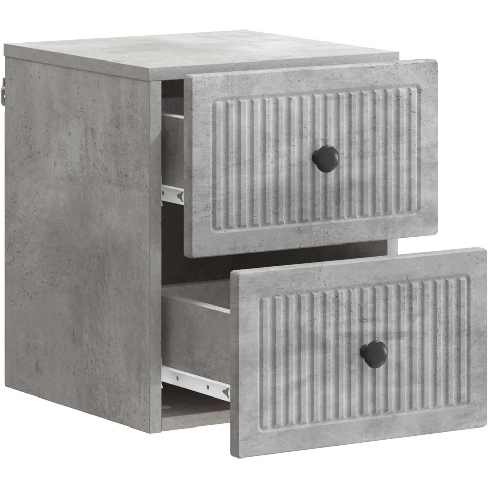 vidaXL Wandbeugel Bedkast Betongrijs 33 x 34,5 x 40 cm Bewerkt hout grijs, foto 3