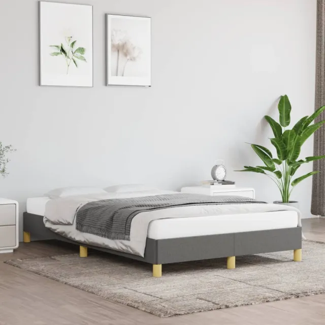 vidaXL Bedframe zonder matras 120x190 cm stof donkergrijs