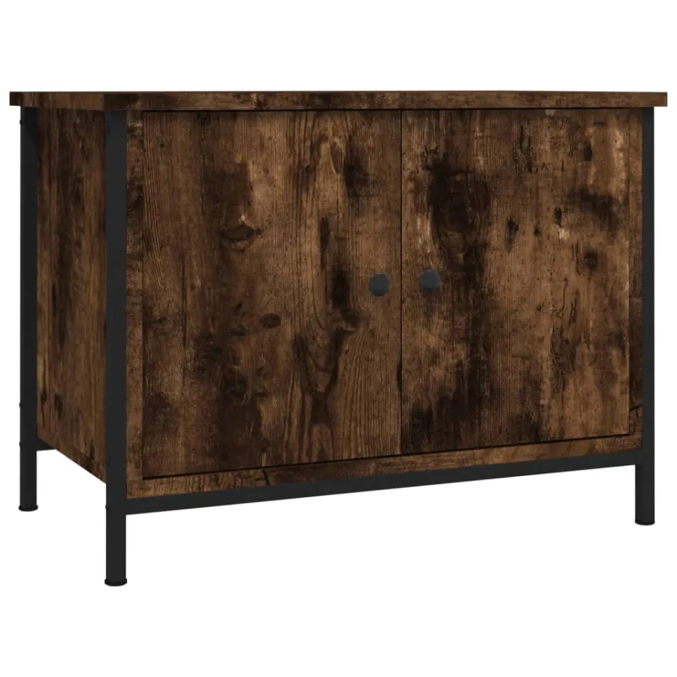 vidaXL Tv-meubel met deuren 60x35x45 cm bewerkt hout gerookt eiken Bruin
