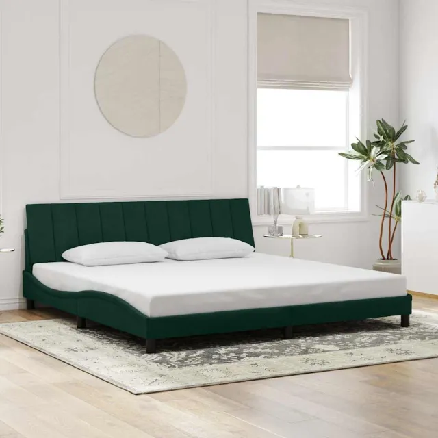 vidaXL Bedframe zonder matras "Hanko" 200x200 cm fluweel donkergroen