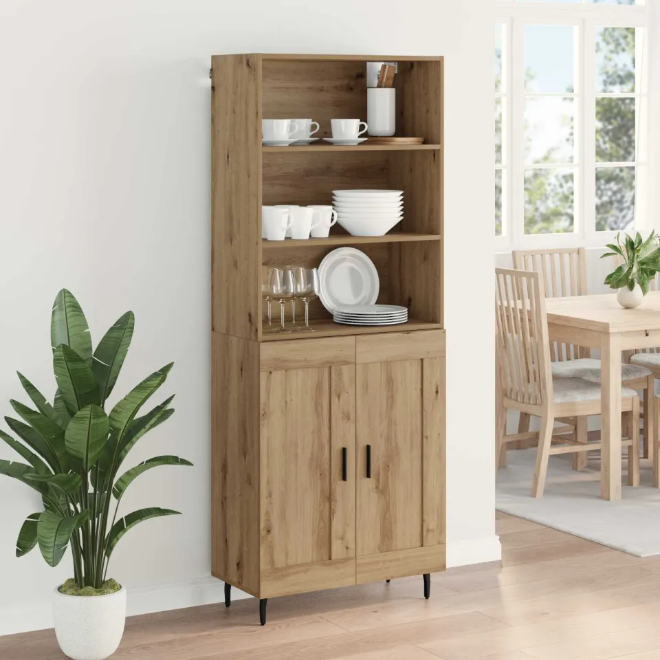 vidaXL Hoge kast 2 st Artisan Eiken 69,5 x 32,5 x 180 cm Bewerkt hout, foto 4